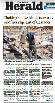 Daily Herald Newspaper with cover about fires