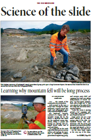 Daily Herald Newspaper with cover about landslides