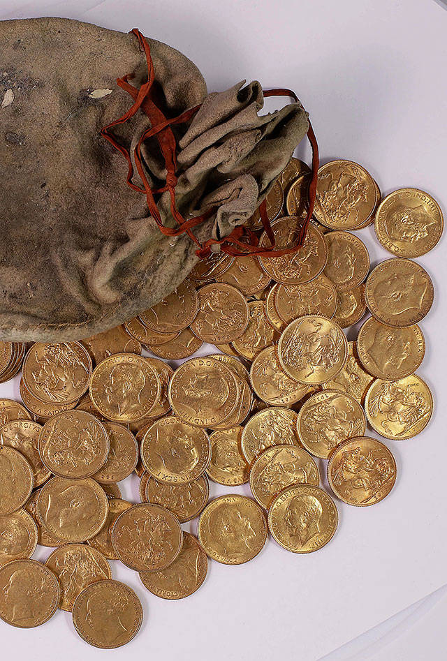 This hoard of gold coins, made between 1847 and 1915, was found hidden in an upright piano. (Trustees of the British Museum)