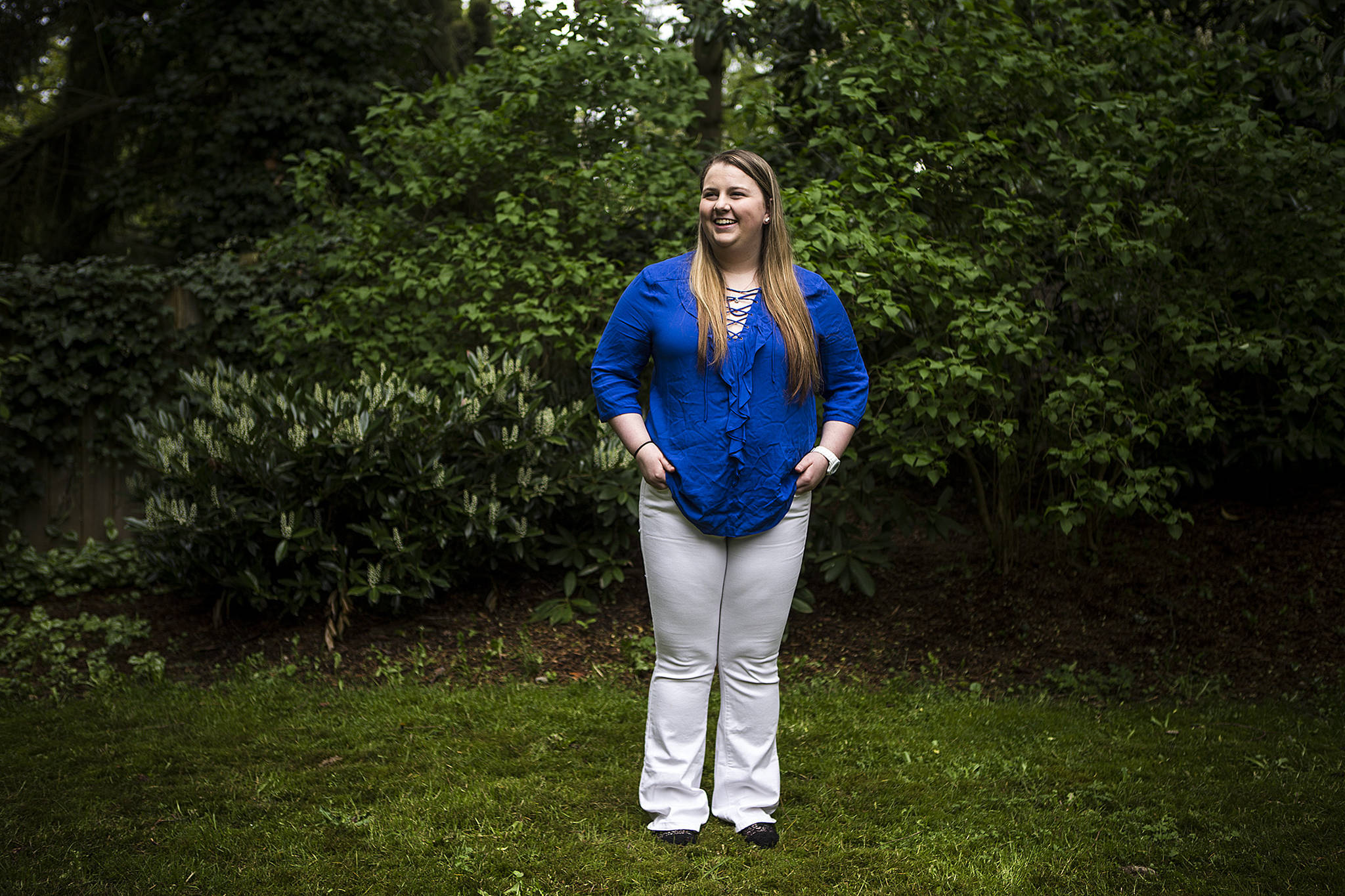 Breeanna Martin graduated from Lynnwood High School in 2016 and now attends Everett Community College, where she is pursuing a career in nursing. Martin was raised by a single father and is the first in her family to go to college. (Ian Terry / The Herald)