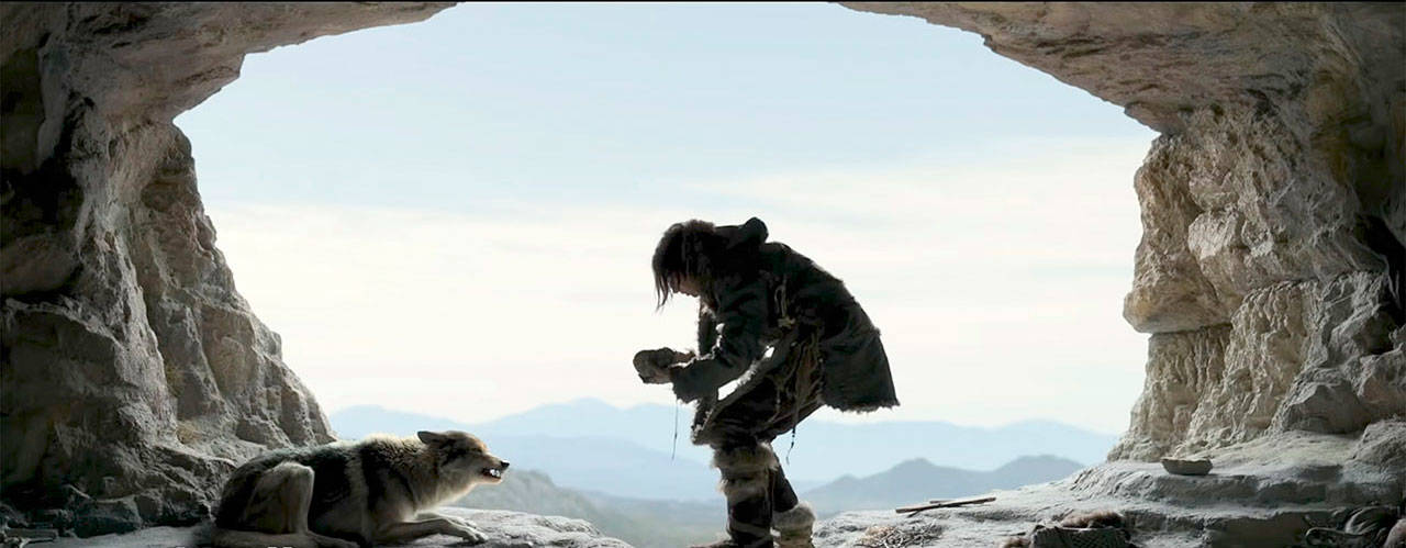 Keda, a sensitive and shy young hunter in pre-civilization Europe, befriends a wolf in “Alpha.” (Sony Pictures)