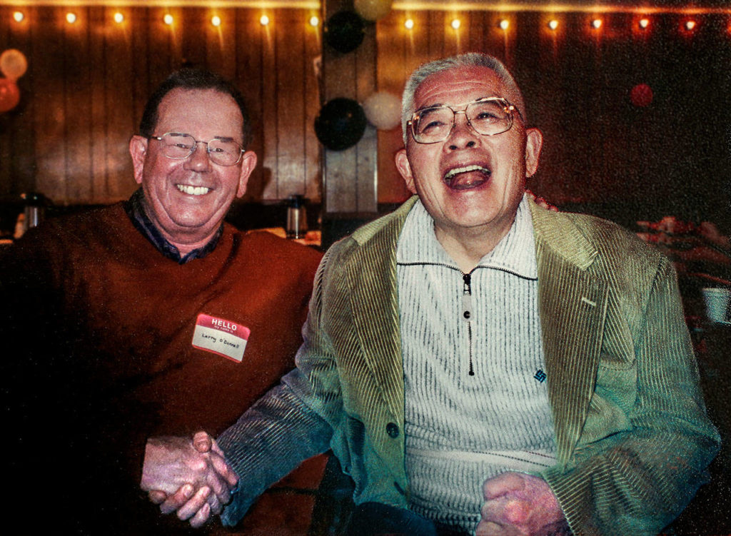 Larry O’Donnell (left) and Victor Hirakawa enjoy a hearty laugh together.
