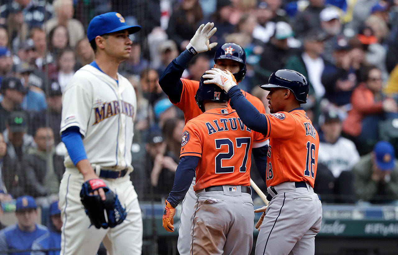 The 5-foot-6 Tony Kemp celebrated some Astros home runs by picking