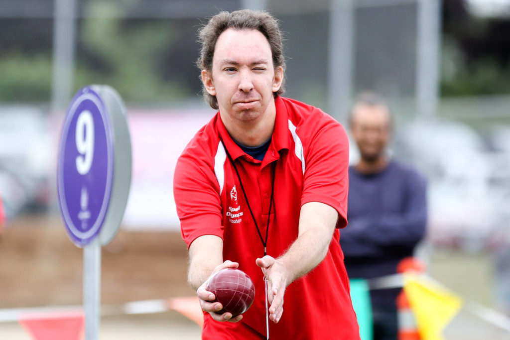 Scenes from the Bocce tournament during the Special Olympics Washington Summer State Games Saturday morning at Kasch Park in Everett on August 17, 2019. (Kevin Clark / The Herald)
