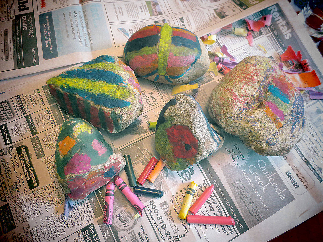 Paint rocks, create a labyrinth and other fun ideas for keeping kids busy at home. (Jennifer Bardsley)