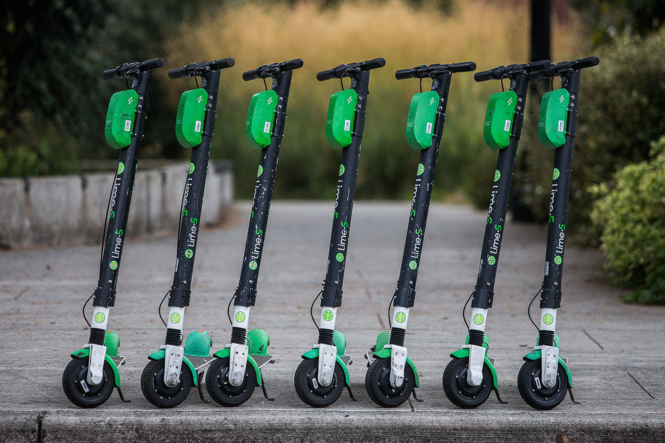 Lime scooters are unofficially, temporarily back in Everett | HeraldNet.com