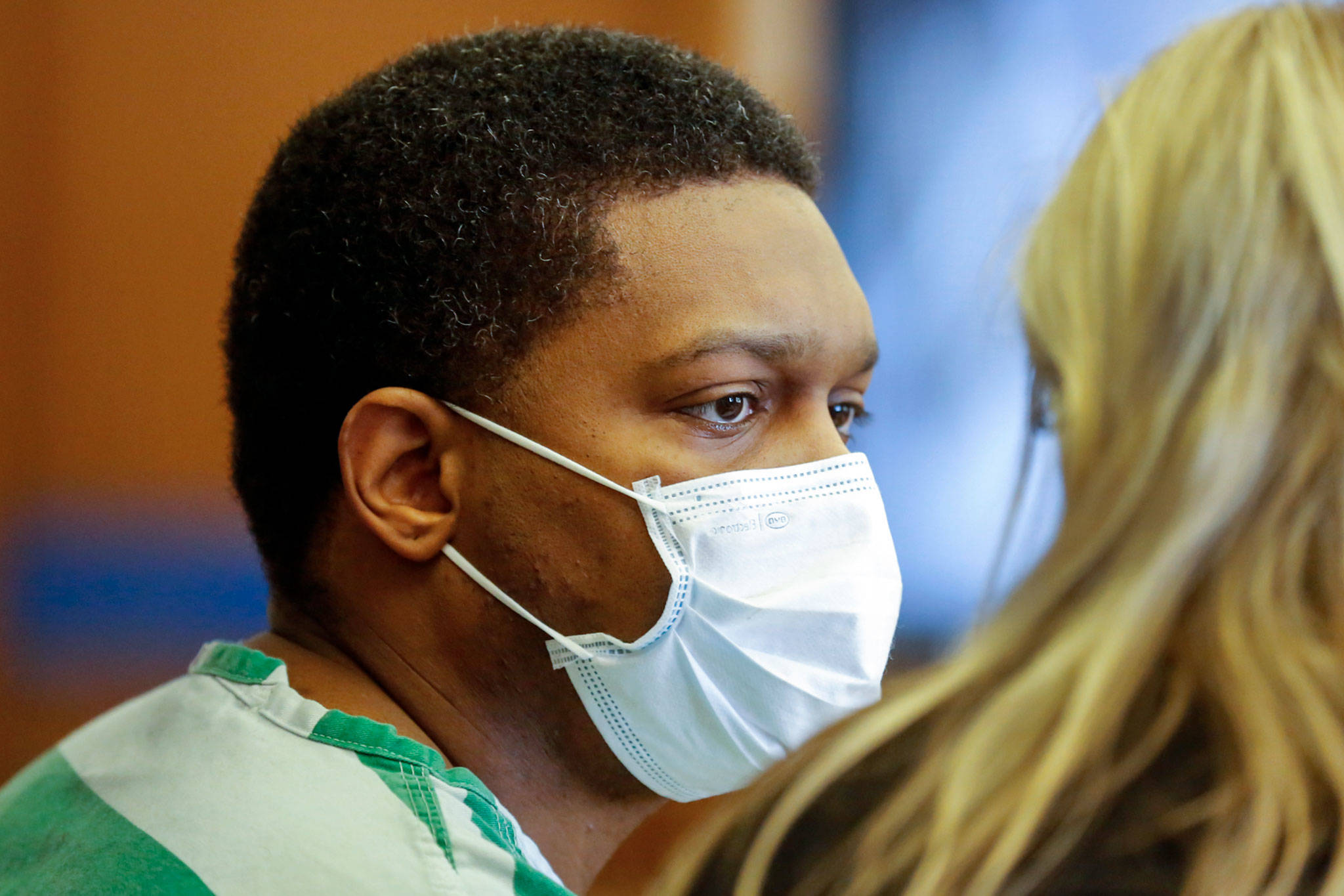 Jamel Alexander is sentenced at the Snohomish County Courthouse in Everett on Thursday for the first-degree murder of Shawna Brune. (Kevin Clark / The Herald)