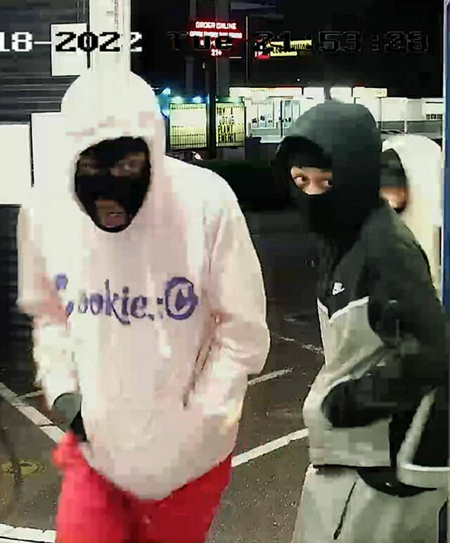 Security footage depicting an armed robbery at Buds Garage in Everett on Tuesday, Jan.18, 2022. (Contributed photo)