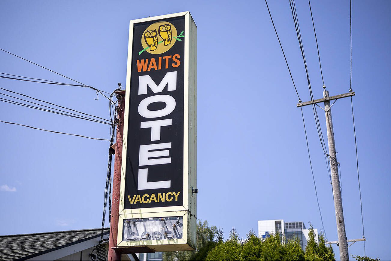 The Waits Motel in Everett, Washington on Thursday, June 22, 2023. The motel is under new management. (Annie Barker / The Herald)