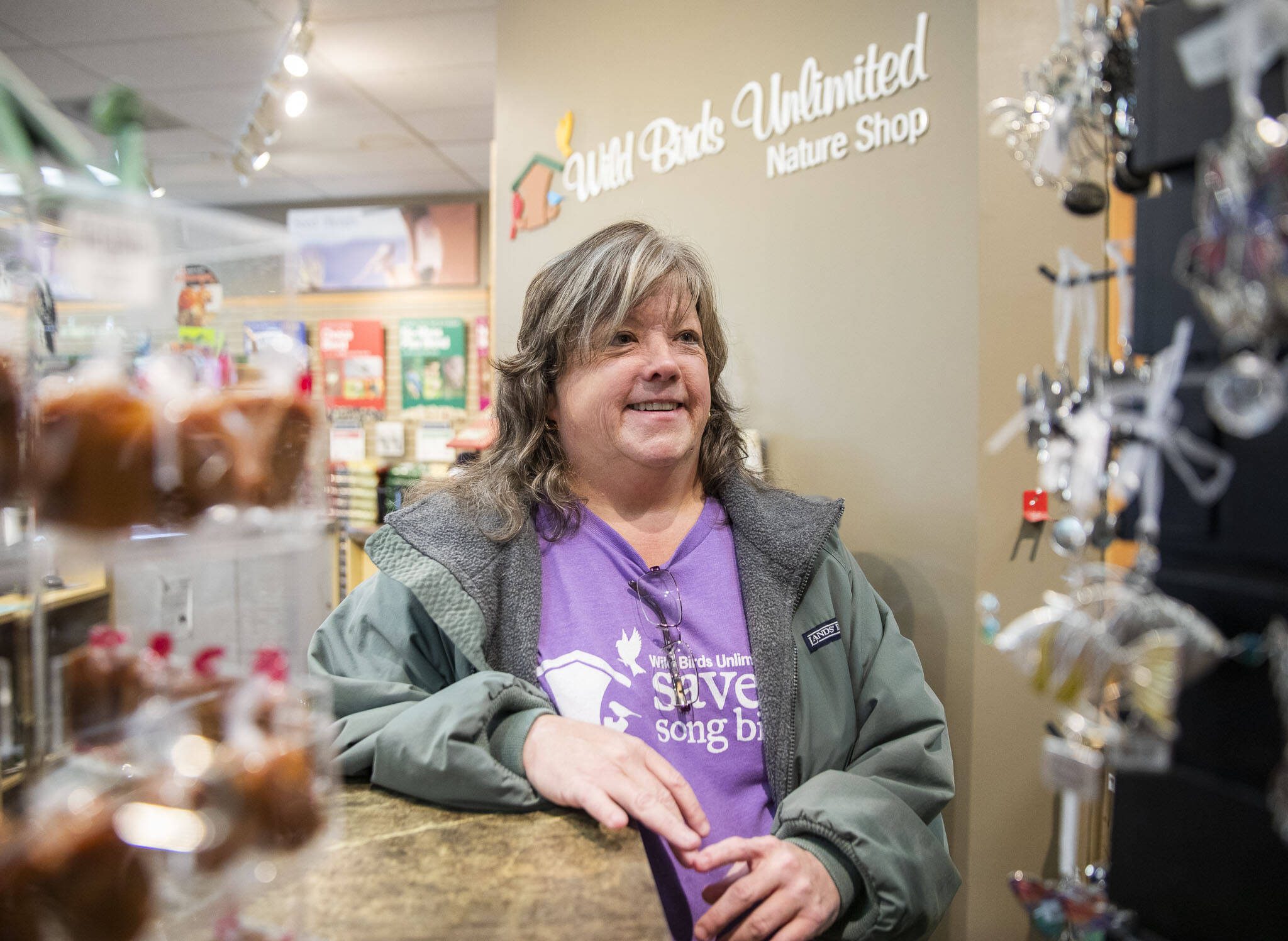 Everett’s Wild Birds Unlimited owner Shannon Bailey at her store on Monday, Oct. 23, 2023 in Everett, Washington. (Olivia Vanni / The Herald)