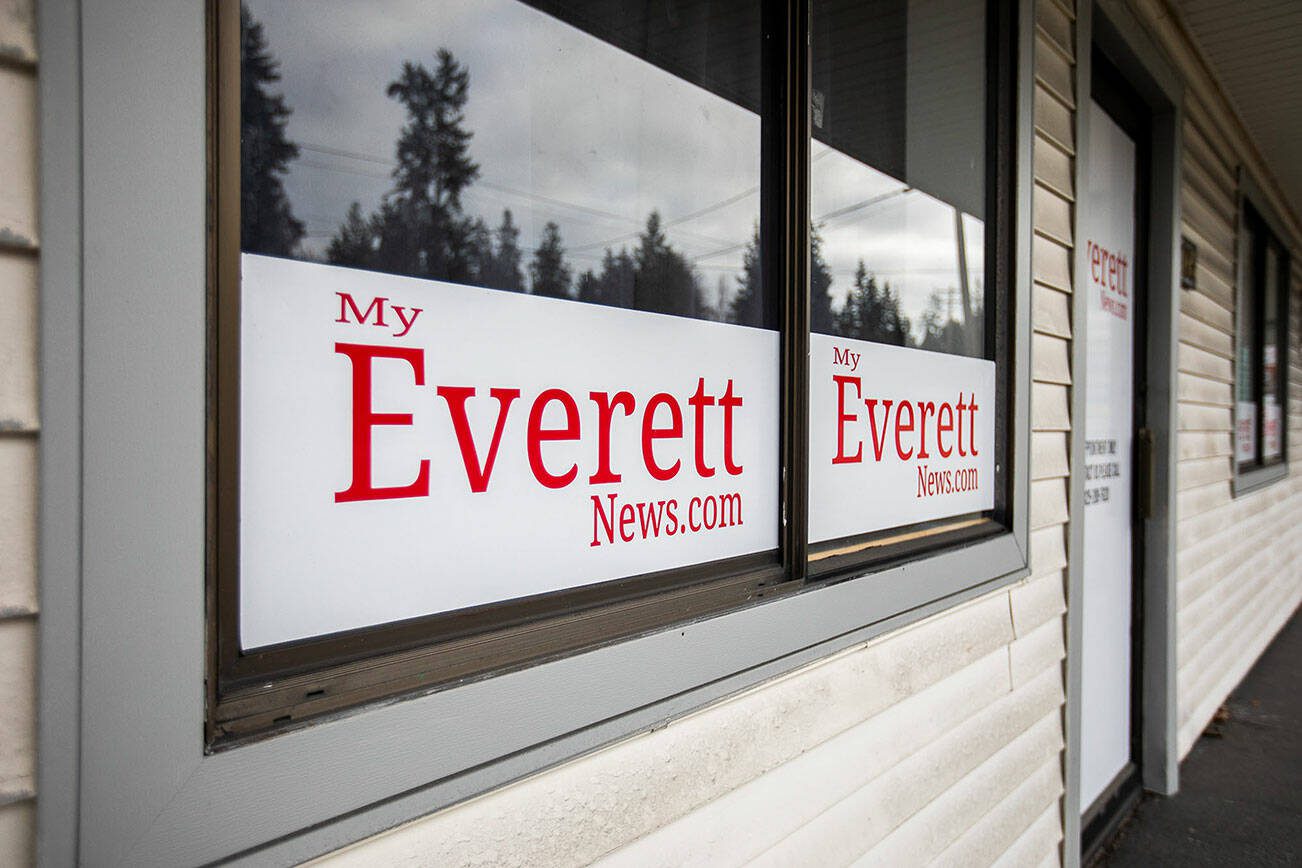 Outside of the MyEverettNews.com office on Wednesday, Jan. 3, 2024 in Everett, Washington. (Olivia Vanni / The Herald)