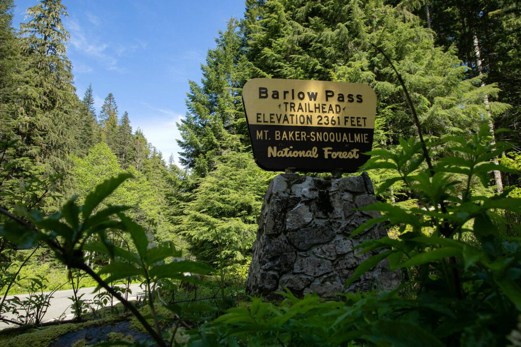 Barlow Pass Trailhead is the end of the line on the Verlot side of Mountain Loop Highway during the road’s closure on Thursday, June 6, 2024, in rural Snohomish County, Washington. (Ryan Berry / The Herald)
