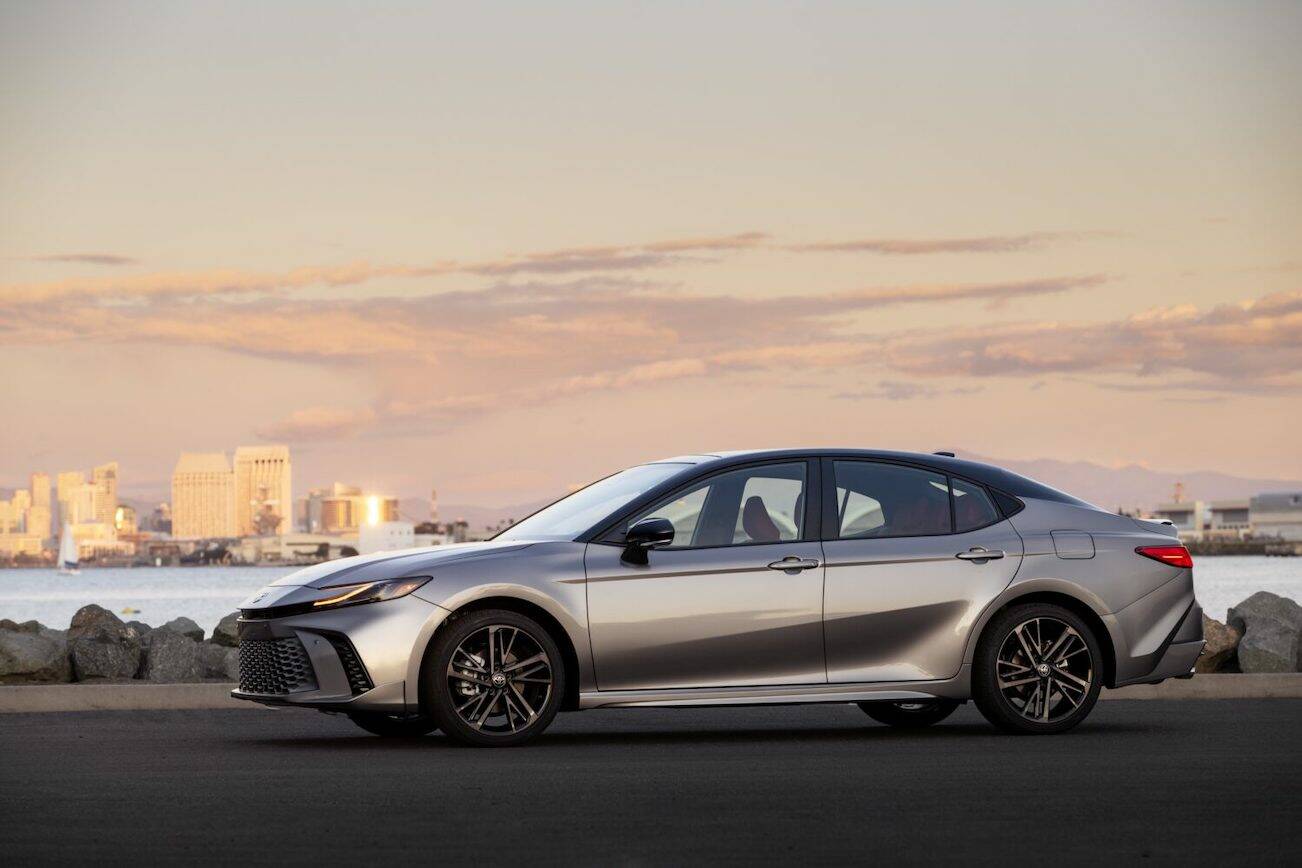 2025 Toyota Camry midsize sedan. The XSE AWD model is shown here (Photo provided by Toyota).